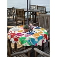 thumbnail image 2 of Outdoor Tablecloths with Umbrella Hole & Zipper, Colorful Handprints Round Tablecloth 54 Inch, Rainbow Abstract Hand Foot Prints Waterproof Table Cloth, Patio/Pool/Picnic Table Covers, 2 of 8