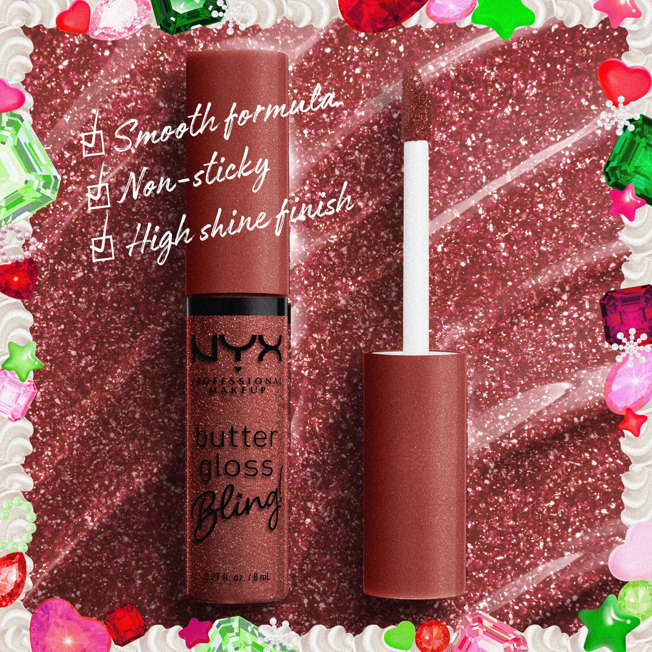 NYX Professional Makeup Holiday 2026 - Lip Makeup Butter Gloss Kit Holiday Limited Edition Set, Sugar Glass, Praline, and Creme Brulee, Bronze Rose Gem., 1 kit
