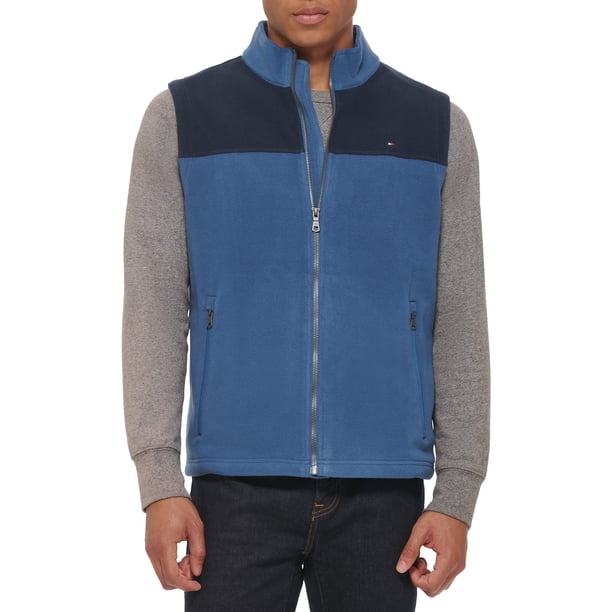 Chaleco Tommy Hilfiger de forro polar para hombre, color azul marino y azul océano, talla M