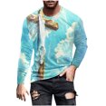 thumbnail image 2 of Blusas y camisas de manga larga con cuello redondo para hombre, blusas casuales de manga larga con cuello redondo, blusas estampadas, blusas de poliéster para hombre, 2 of 5