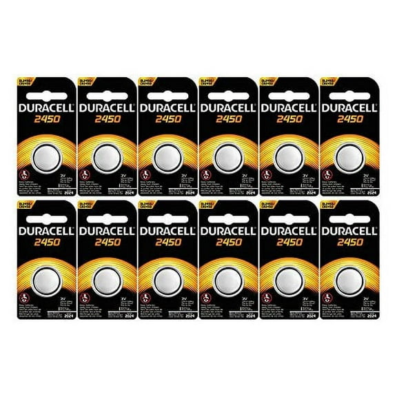 12-Pack Duracell 2450 Batteries 3.0 Volt Lithium Coin Button