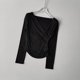 thumbnail image 3 of Traje de Yoga de manga larga con cuello en V, camiseta para adelgazar y correr, traje de entrenamiento físico como Base desgaste externamente, ropa de mujer, 3 of 6