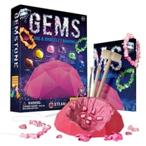 Piano Potato Gemstone Dig & Bracelet Making Kit for Kids, 6 Real Gemstones (Rose Quartz, Amethyst) Jewelry Supplies, STEM Geology Craft Toy Gift for Girls & Boys Ages 6