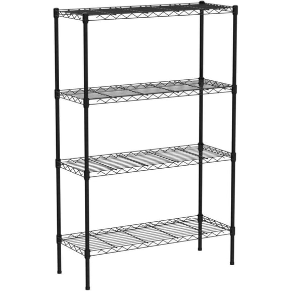 4 Tier Wire Shelving Unit Storage Shelves Shelf Organizer 54"x36"x14" Heavy Duty Metal Storage Rack Wire Rack  Height Adjustable for Laundry Bathroom Kitchen Garage Shelving (Black)