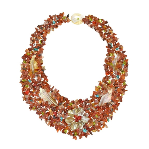 Secret Autumn Flower Multi Stone Collar Necklace