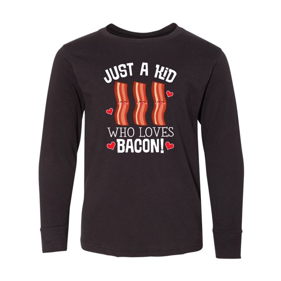 Inktastic Just a Kid Who Loves Bacon Long Sleeve Youth T-Shirt