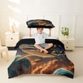 thumbnail image 2 of jejeloiu Galaxy Tiger Shark Adventure Twin Duvet Cover,Outer Space Theme Twin Bedding For Boys,Orange Blue,Black Reversible,2pcs,1 Duvet Cover and 1 Pillowcase, 2 of 6