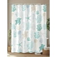 thumbnail image 4 of Fsddascl Teal Coastal Shower Curtain Set - 36" x 78" Washable Bathtub Curtain with 12 Hooks, Nautical Summer Beach Coral Sea Turtle Waterproof Fabric Stall Shower Curtains for Bathroom/Bathtub, 4 of 6