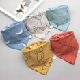 thumbnail image 1 of 5 pieces/lot Baby Bibs Triangle Double Cotton Bibs Cartoon Print Saliva Towel Baby Boys Girls Feeding Apron Cotton Bandana BibsBChina He Qiyong unisex, 1 of 1