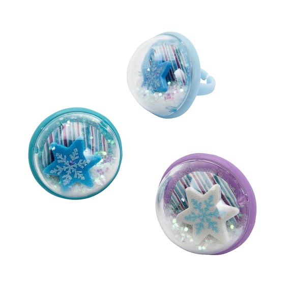Winter Snow Globe Rings - 12 Pieces