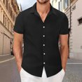 thumbnail image 2 of Sentmoon Funny Shirt Plus Size Loose Turndown Collar Short Sleeve Mens Vacation Outfits Button up Solid Color Mens Tops Summer Comfy for Picnic & Weekend Outings S, 2 of 7