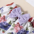thumbnail image 6 of Gerichy Girls Summer Outfits, Girls Fly Sleeve Ribbed Tops T Shirt Floral Prints Suspenders Shorts Headbands Outfits, 6 of 9