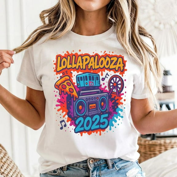 Lollapalooza 2025: Retro Music Festival Graphic, Psychedelic Design Splash Comfort Colors T-Shirt, Men's And Women's Graphic Tee 100% Cotton by TBun, Full Sizes S-5XL