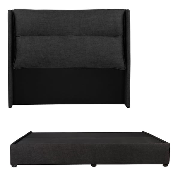 Recámara King Size Becca Negro con Cabecera + Box Base Cama