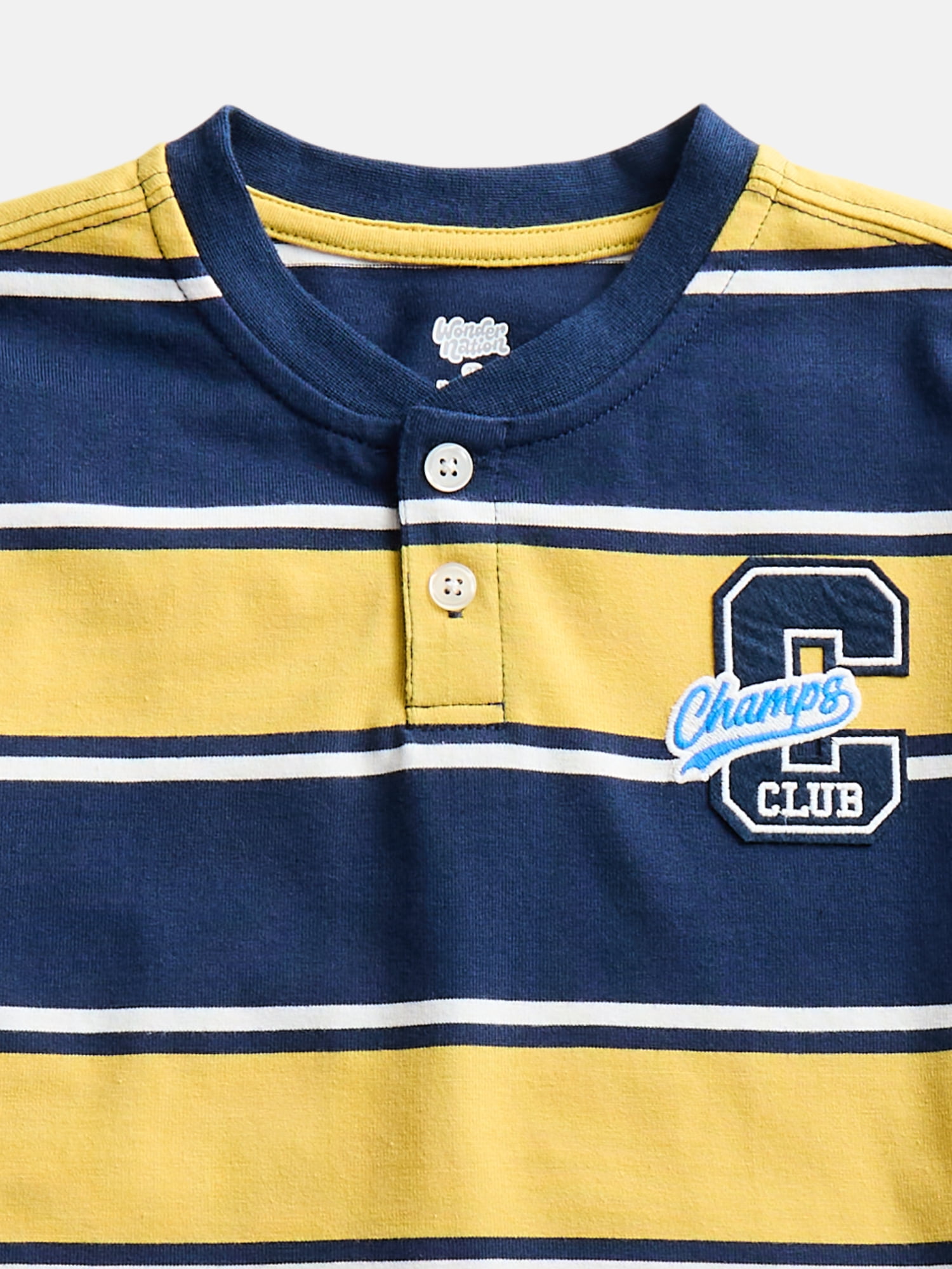 Wonder Nation Toddler Boys Embroidered Graphic Henley Tee with Short Sleeves, Sizes 12M-5T
