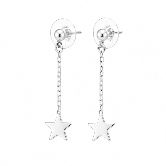 Elanzaa Jewels -Sterling Earrings - Handmade 925 Star Dangle Long Chain Jewelry