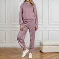 thumbnail image 2 of Daznico Women's Hoodie & Joggers Set - Long Sleeve Comfortable Two Piece Outfit for Fall Winter, Casual Lounge Wear,Color:Pink,Size:S, 2 of 4
