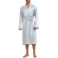 thumbnail image 2 of INSPIRE CHIC Satin Robe for Men's Nightwear Long Sleeve Kimono Bathrobe Sleepwear with Shorts Set M Silver, 2 of 5