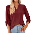 thumbnail image 1 of Pompotops T-shirt Mode Femme Col en V Manches Longues Ample en Solde, 1 of 7