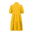 thumbnail image 5 of Dolkfu Mini Women'S Summer&Fall Dresses Short Sleeve Retro Collared Yellow Dresses Relaxed Fit Solid Refined Modern Shirt Dress Yellow,Xxl, 5 of 6