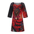 thumbnail image 5 of JINMGG Clearance Dresses under $10.00 Women Fashion African Vintage Print Middle Sleeve V Neck Casual Mini Dress Red M, 5 of 9