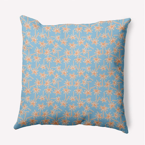 16" x 16" Simply Daisy Palm Tree Pattern Polyester Indoor/Outdoor Pillow, Carolina Blue Qty 1
