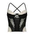 thumbnail image 4 of Corset Tops for Women Fashion, Fashion Women Retro Style Solid Color Backless Ribbon Lace Waist Camisole Shapewear New Womens Bustier Corset Tops Plus Size Style B-60 Black S, 4 of 5