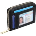 thumbnail image 1 of Wallet Women RFID Blocking Leather Small Compact Zip-Around Credit Card Holder with ID Window & Zipper Pocket,Black, 1 of 2
