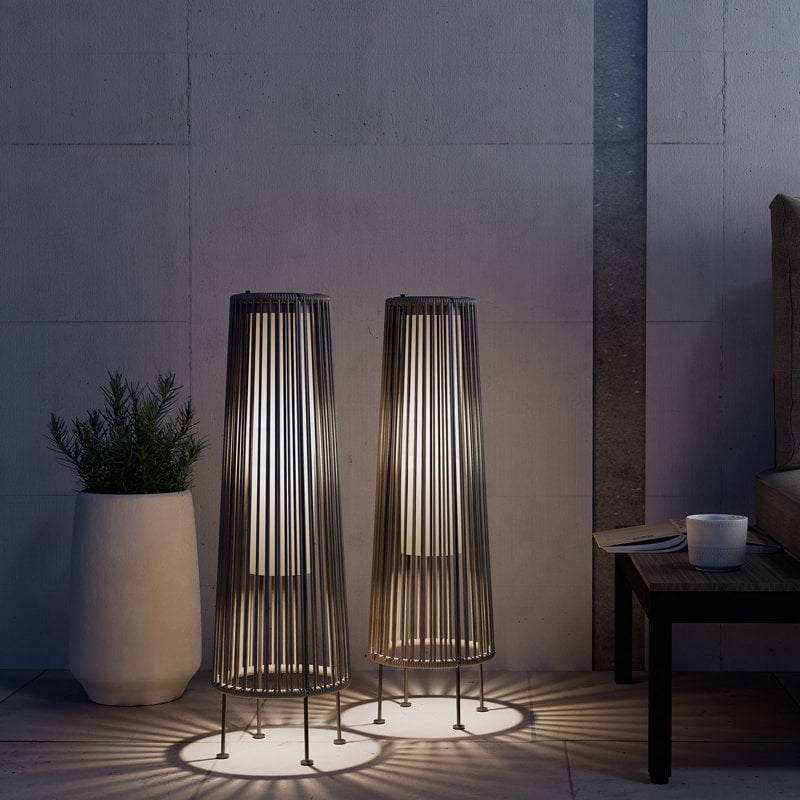Solar Floor Lamp Outdoor, Waterproof Rattan Solar Lantern Lights for Patio, Yard, Garden, Lawn, Porch, Pathway Decorations, Auto Shut-off, Light Brown