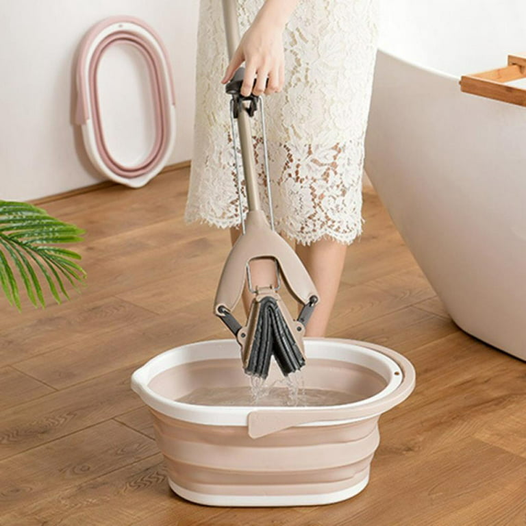 Home Folding Mop Bucket, Portable Plastic Folding Mop Durable Cleaning  Bucket Bucket, With Portable Handle, Ideal for Home Bathroom Use 