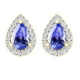 thumbnail image 2 of Dazzlingrock Collection 6X4mm Pear Tanzanite & Round White Diamond Teardrop Pushback Stud Earrings for Women (0.15 ctw, Color I-J, Clarity I1-I2) in 18K Yellow Gold, 2 of 4