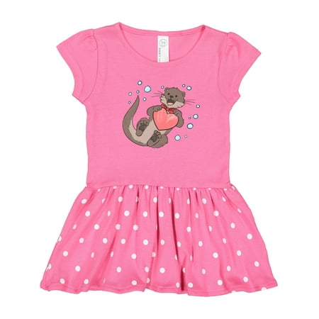 

Inktastic Cute Smiling Valentine s Day Otter with Heart Gift Toddler Girl Dress