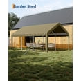 thumbnail image 5 of Riedhoff 10x20 ft Carport with 180g PE Tarp & Roll-up Doors for Sedans,Motos,ATVs and SUVs,Khaki, 5 of 7