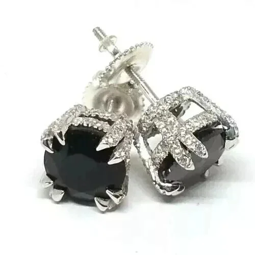 2Ct Round Cut Lab Created Black Diamond Women's Earrings 14k White Gold Plated Silver