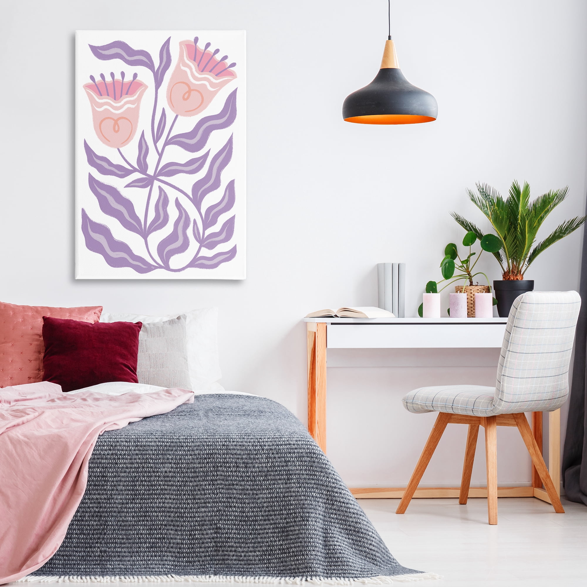 Stupell Industries Wavy Purple Blooms Plants & Flowers Painting Wrapped Canvas Art Print Wall Art, 30 x 45