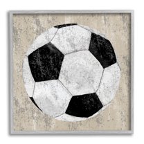 Stupell Industries Rustic Sports Soccer Ball Abstract Painting Gray Framed Art Print Wall Art, 17 x 17
