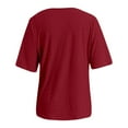 thumbnail image 3 of Womens T Shirts Blouses Solid Color V-Neck Button Hollow Print Short Sleeve Ladies Casual Blouse,RD1,M, 3 of 4