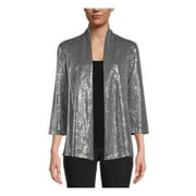Kasper Womens Sequin Cardigan Sweater, Metallic, X-Small