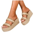 thumbnail image 7 of Rotm Beach Sandals Womens Platform Sandals Chain Slip on Open Toe Cute Beach Slide Sandals Gold,7.5, 7 of 7