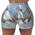 thumbnail image 2 of Fuzoiu Horses Running Through The Water Print Women's Workout Shorts,Workout Biker Shorts Women,Exercise Fitness Shorts,Scrunch Short, Athletic Shorts for Gym Yoga Running Sport Active-Large, 2 of 8