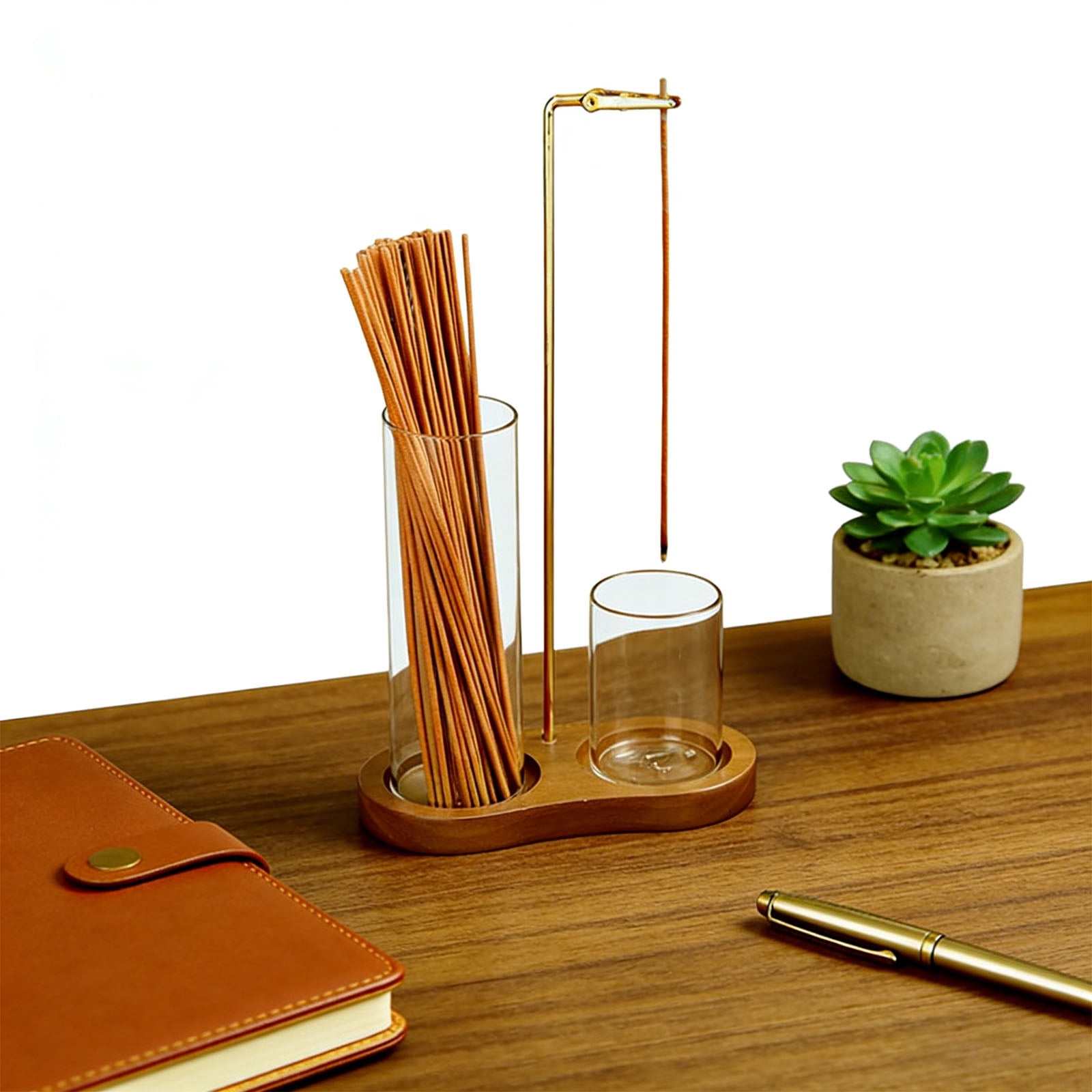 Glass ashes catcher incenses burners Vertical Anti Ashes Flying Holder with Glass Cup for Relaxation