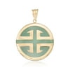 Ross-Simons Green Jadeite Jade "Longevity" Chinese Symbol Circle Pendant in 14kt Gold
