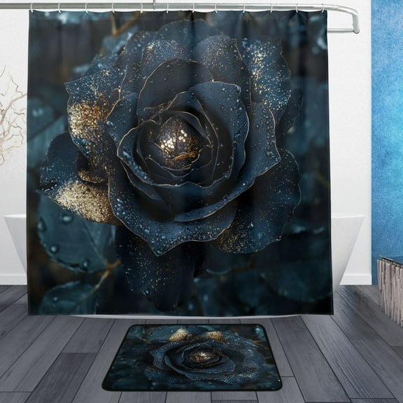 BZSMCE Shower Curtain and Bath Accessory Set,Midnight Elegance Pattern