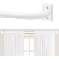 White Wrap Around Curtain Rods 72 to 144 Inch:Blackout Heavy Duty Adjustable Window Curtain Rod for Bedroom Kitchen,Modern Decorative Curved French Metal Single Drapery Rods Easy Install,White