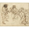 thumbnail image 2 of Agostino Masucci 24x20 Black Ornate Framed Double Matted Museum Art Print Titled: The Adoration of the Shepherds, 2 of 5