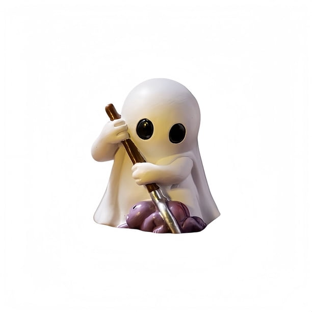 Estatua fantasma espeluznante | Mini figurita de resina | Adorno de escritorio para aliviar el estrés | Decoración de Halloween divertida y humorística | Pieza decorativa ligera y duradera | Tamaño