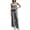 Black, variant on 2 Piece Women's Outfit Sets Crew Neck Tank Top Ruffle Hem Gingham Print High Waist Wide Leg Pants Casual Trendy Sets