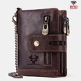 thumbnail image 1 of DEFNES Cartera Antirrobo con Cremallera Antirrobo RFID De Cuero Genuino para Hombres con Cadena - Café,Coffee, 1 of 6