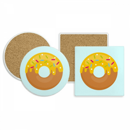 

Yellow Dessert Sweet Food Coaster Cup Mug Holder Absorbent Stone Cork Base Set