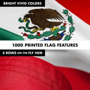 G128 - 6 Feet Tangle Free Spinning Flagpole (Silver) Mexico Brass Grommets Printed 3x5 ft (Flag Included) Aluminum Flag Pole